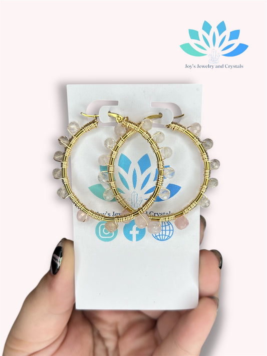 Rose Quartz Hoop Earrings