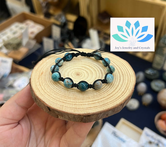 Blue Apatite Macrame Adjustable Bracelet