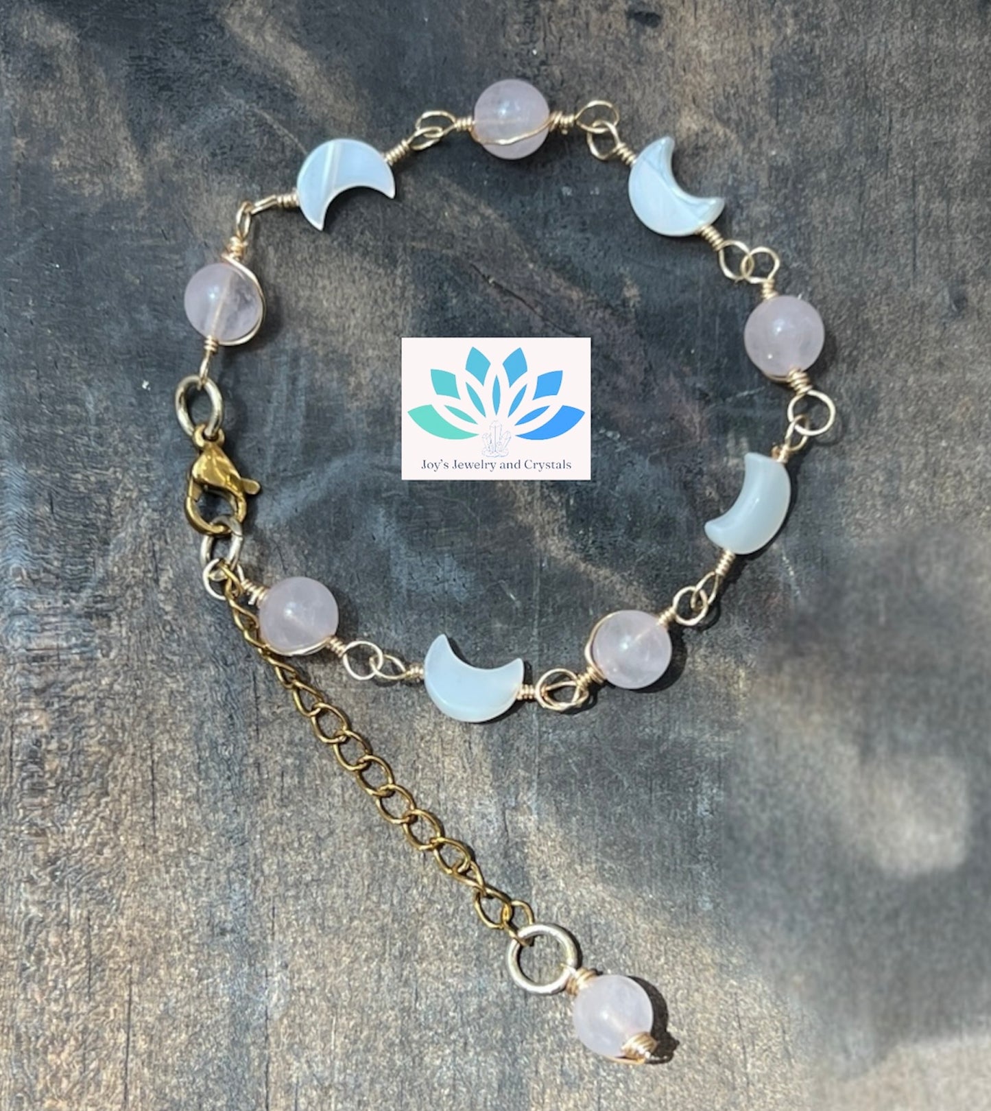 Moon and Quartz Handmade Bracelet