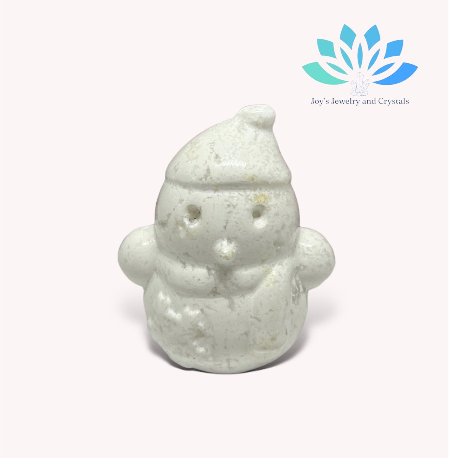 White Agate Snowman Carving