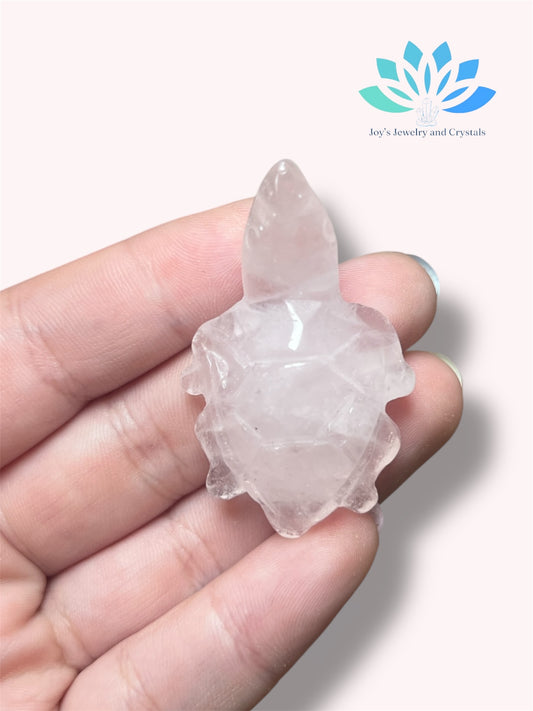 Rose Quartz Turtle Carving