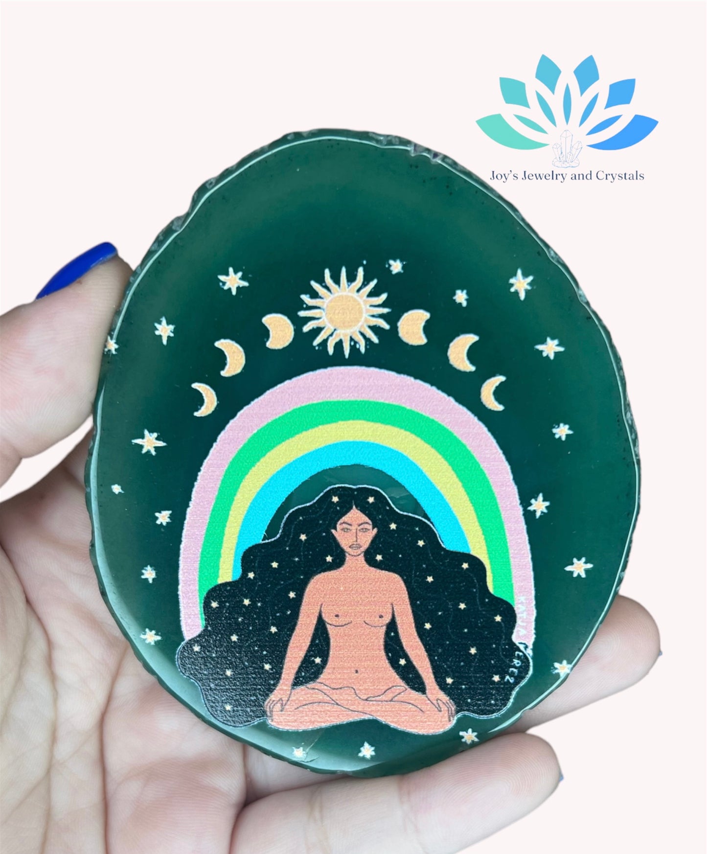 Losa de ágata con pegatina de mujer