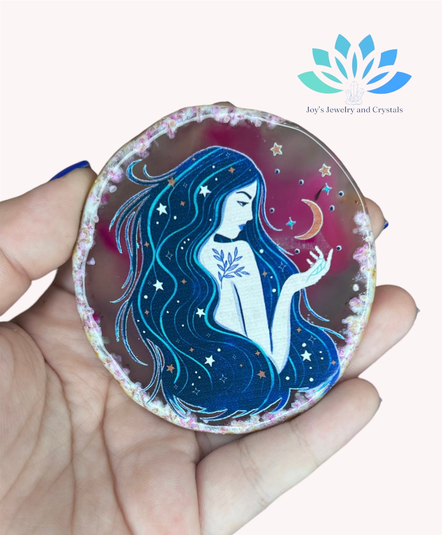 Losa de ágata con pegatina de mujer