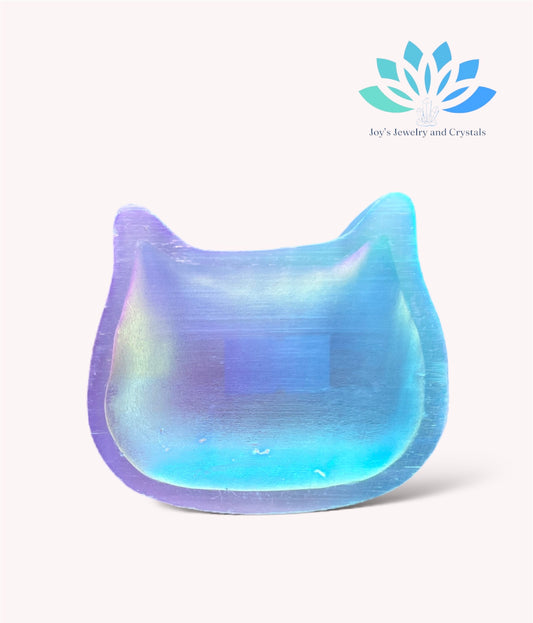 Aura Selenite Cat Plate