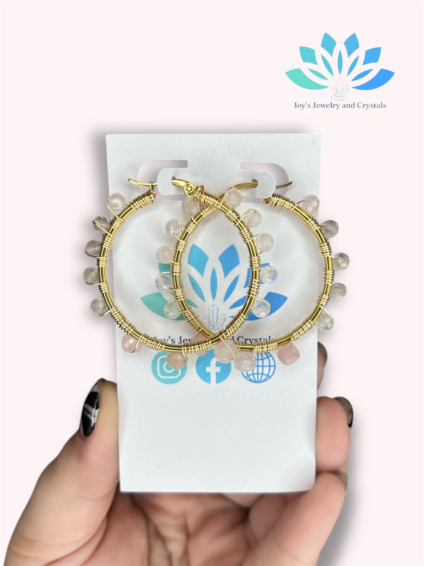 Rose Quartz Hoop Earrings