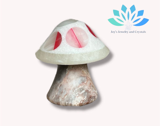Handmade Onyx Calcite Mushroom Carving from Mexico