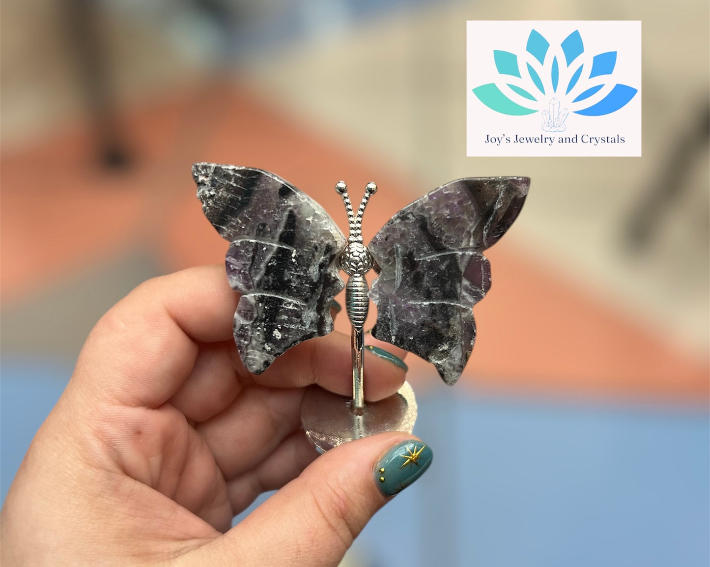 Sphalerite with Fluorite Butterfly Carving