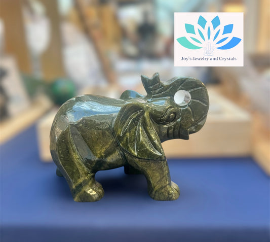 Serpentine Elephant Carving