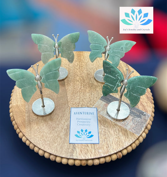 Green Aventurine Butterfly Carvings