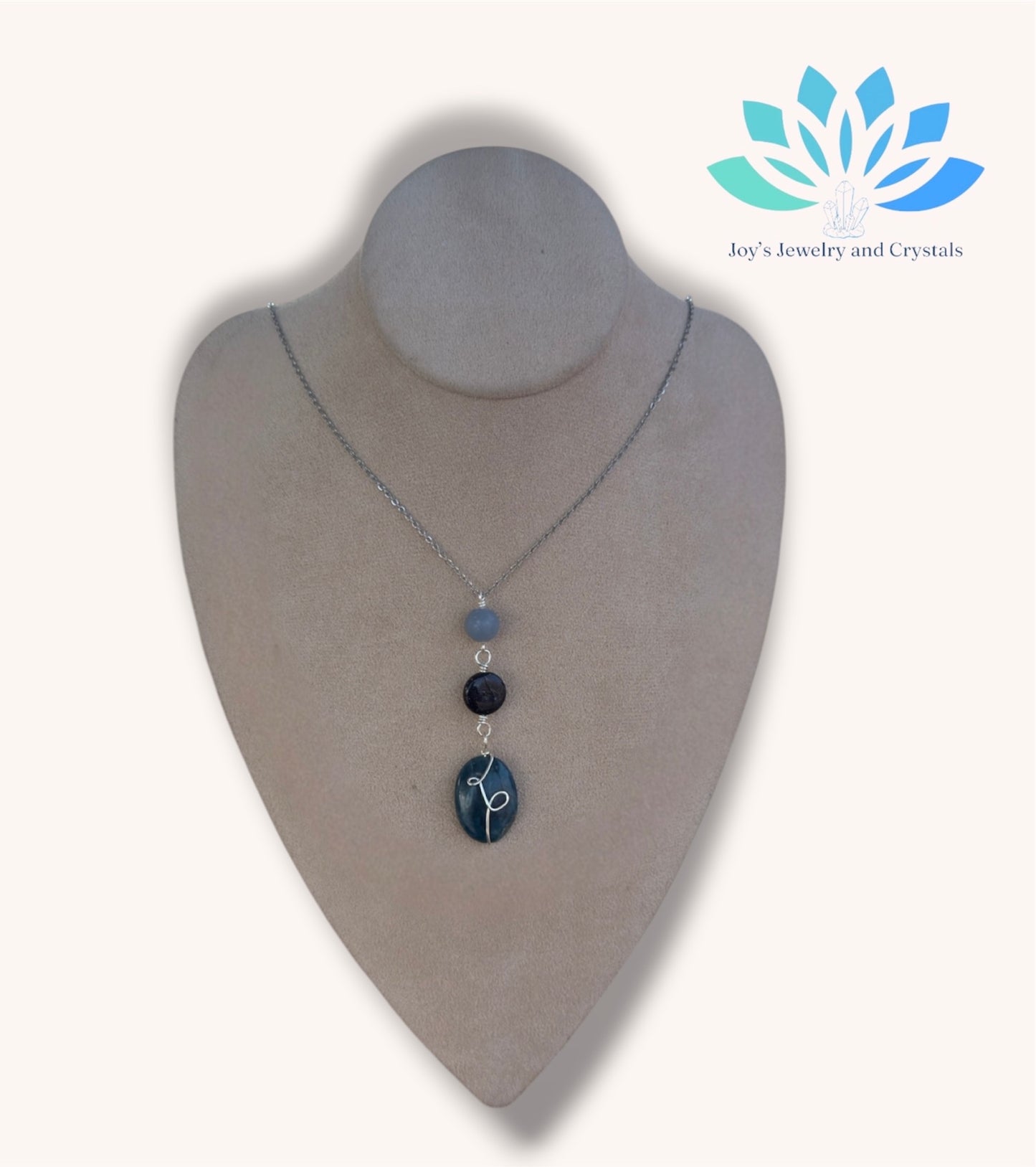 Angelite, Sandstone & Blue Apatite Necklace