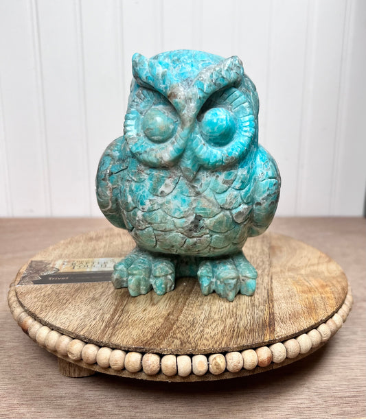 Amazonite Owl Carving