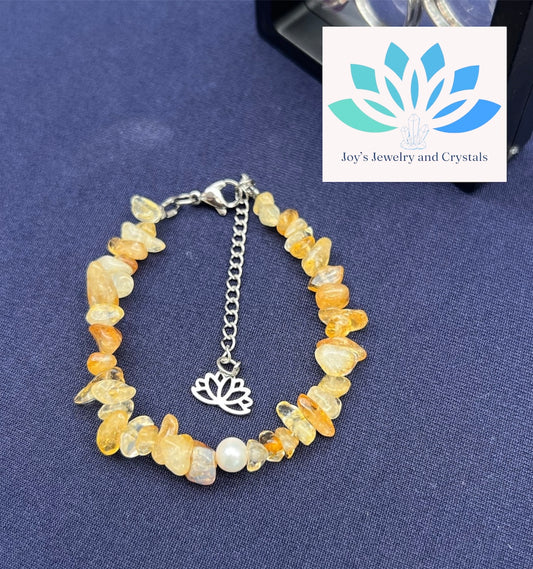 Citrine with Pearl Adjustable Bracelet