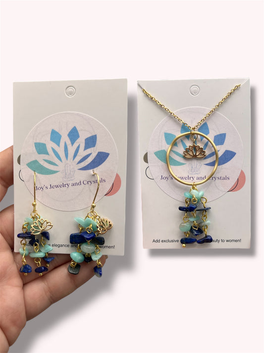 Lapis Lazuli / Amazonite Necklace and Earrings Set