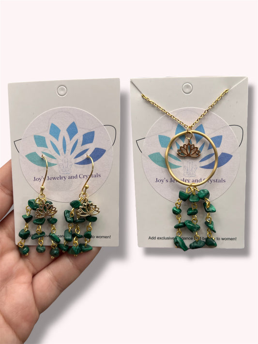 Malachite Necklace and Earrings Set