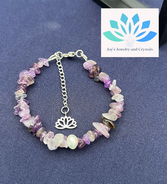 Amethyst with Pearl Adjustable Bracelet
