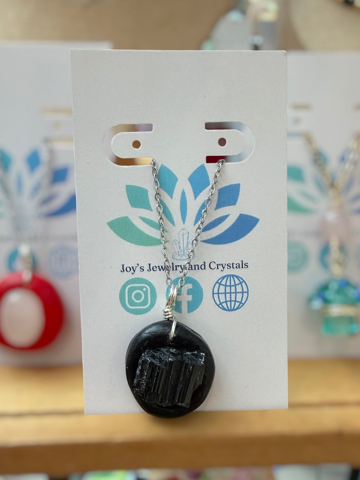 Black Tourmaline/ Clay Handmade Necklace