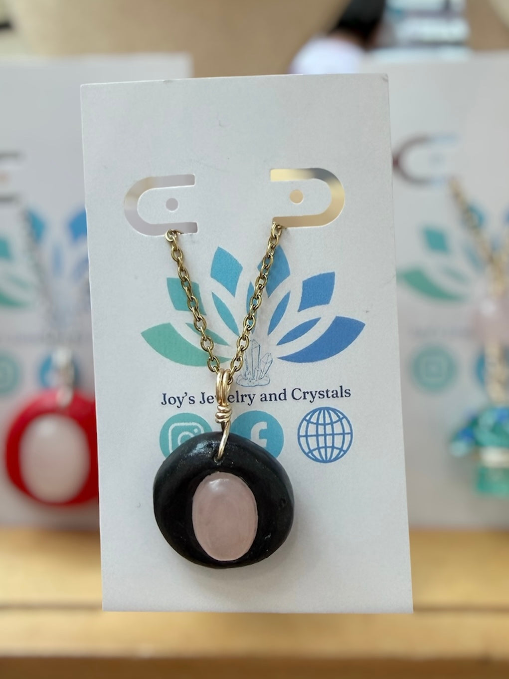 Rose Quartz/Clay Handmade Necklace