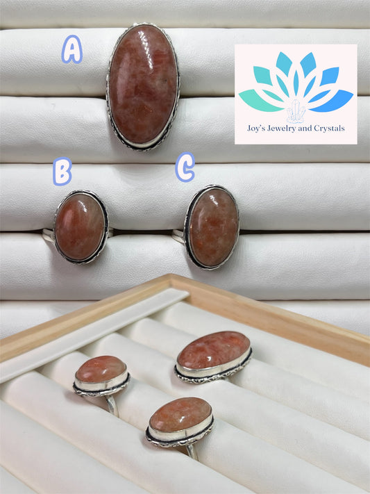 Sunstone Adjustable Rings (S925)