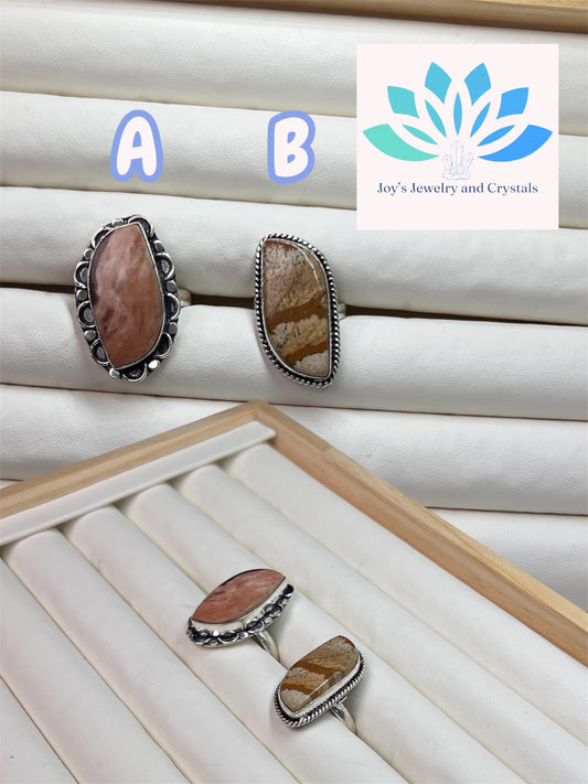 Jasper Adjustable Rings (S925)