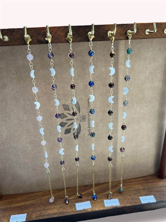 Moon and Quartz Handmade Bracelet