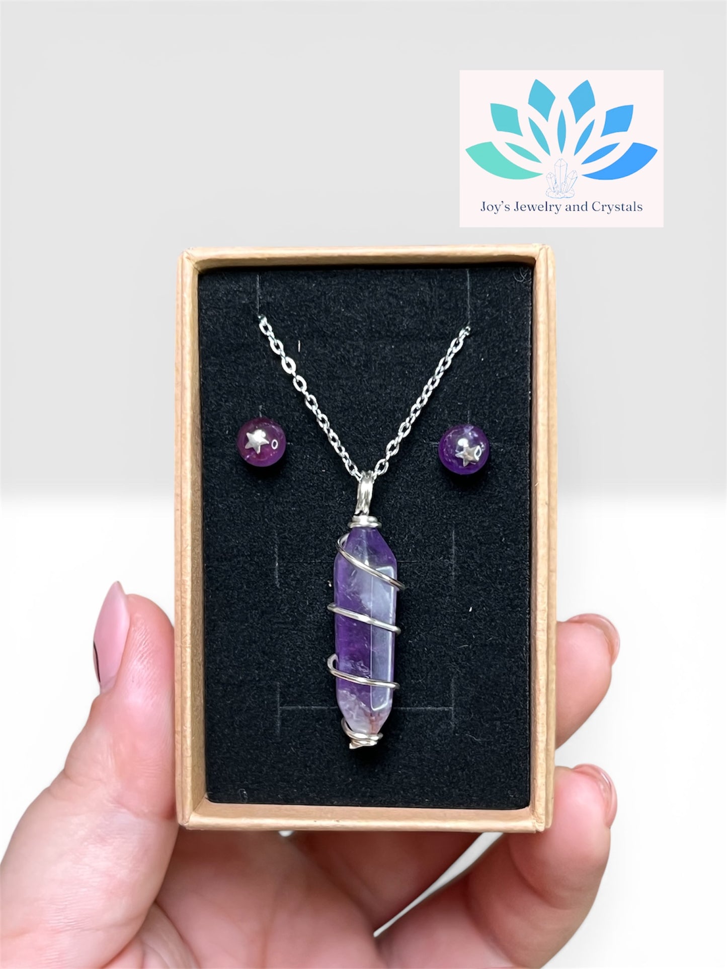 Amethyst Necklace and Earrings Bundle