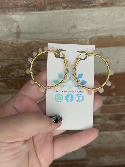 Rose Quartz Hoop Earrings